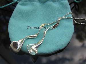 Tiffany & Co Gehry Silver Double Orchid Dangle Necklace  