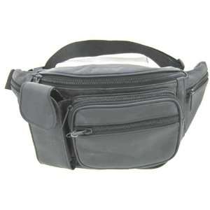  Deluxe 6 zipper Fanny Pack with Cell Phone Pocket (Black 
