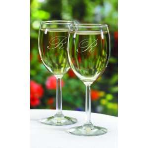  Two Sided Monogram Wine Glasses