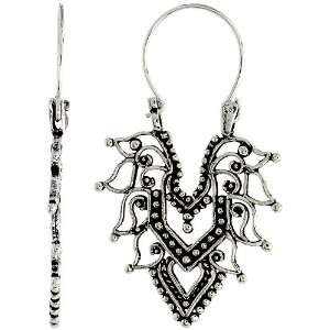 Sterling Silver Filigree Bali Earrings w/ Beads & Tribal Pattern, 1 3 