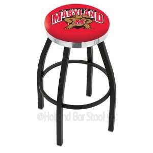   Maryland Bar Stool   Swivel With Black Ring and Chrome Accent   NCAA