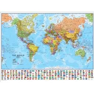  Quality value World With Flags Laminated Map By Round 