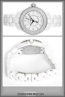 Chanel J12 White Ceramic with 2 row Custom Diamond Bezel Midsize Watch 