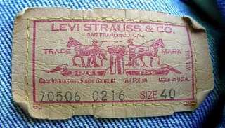 USA Made Vintage Levi 506 Denim Jeans Jacket Size 40  