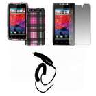 EMPIRE Hard Case Cover Plaid+Screen Defender+Car Charger for Motorola 
