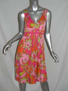 Tommy Bahama Bright Pink Silk Print Dress Sundress Sz S  