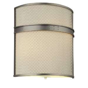   Wall Sconce with Metal Weave Shade and Vanilla Fabric Liner, Gun Metal