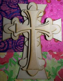 UNFINISHED WOOD LAYERED Fleur Di Lis CROSS KIT style #FDLOct02   15 