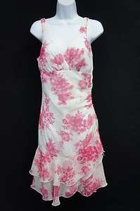 Smart Pink & White Floral Design Sleeveless Dress Sz 7/8  