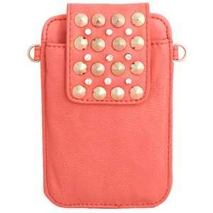 Pink Edgy Embellished Crossbody Cell Phone Wallet 