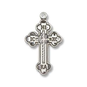   Russian Cross Sterling Silver Medal with 18 Sterling Chain Jewelry