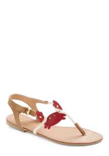   Crustacean Sandal   Casual, Nautical, Statement, Red, White, Summer