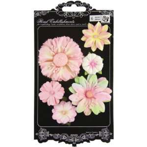  Pink Deluxe Flowers, 6 Card 