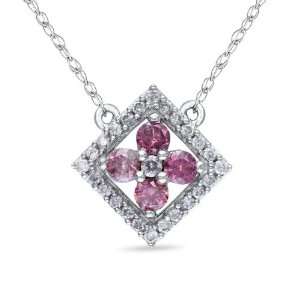  10K White Gold, Pink and White Gold, Flower Pendant with Chain 