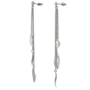  Sterling Silver Polished Ellipse Dangle Earrings Jewelry