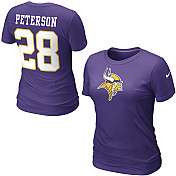 Nike Minnesota Vikings Adrian Peterson Womens Name & Number T Shirt 
