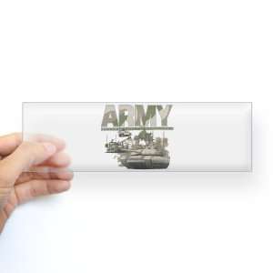 Bumper Sticker Clear US Army with Hummer Helicopter Soldiers and Tanks