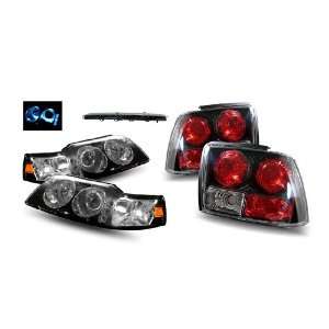 Mustang Black LED Halo Projector Headlights 1PC + LED 3rd Brake Lights 
