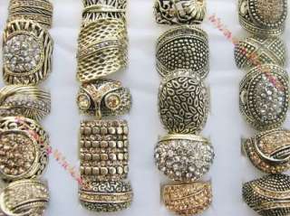 wholesale 18 pieces vintage style stone CZ Gold & Silver rings CZ 