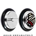 Body Candy Black White and Red Butterfly Wing Cheater Plug