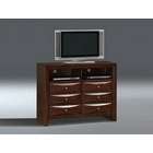   Emily dark brown finish wood TV dresser media chest with open shelves