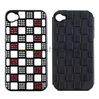   Bling Dual Flex Hard Case Cover+PRIVACY Guard for iPhone 4 G 4S  