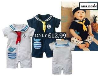 Baby Boy Sailor Fancy Dress Costume Suit Outfit Halloween Navy White 3 