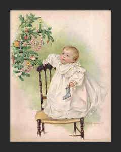 Merry Christmas    MAUD HUMPHREY, 1898 Lithograph  