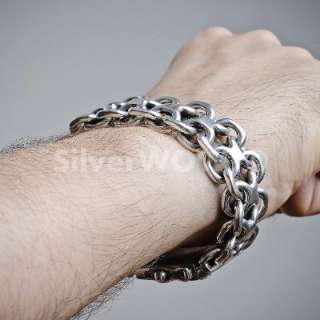 Mens Chunky Sterling Silver Figure 8 Unique Bracelet  