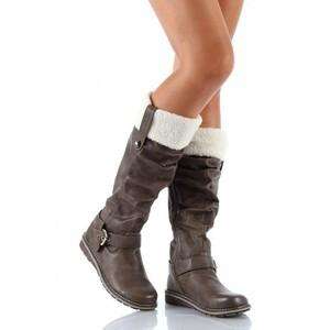 QUPID RIDING STYLE BOOTS W/ FUR, ALL SIZES COGNAC  