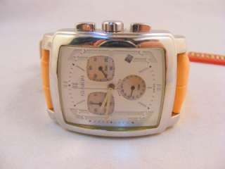   OF PEARL STAINLESS STEEL CHRONO WATCH TAN BAND NEW RETAIL $695  