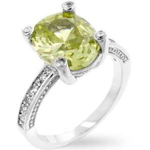  Gemstone CZ Rings   Oval Apple Green CZ Ring Jewelry