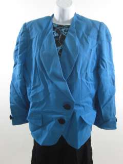 ALBERT NIPON SUITS Black Teal Wool Skirt Suit Sz 12, 16  