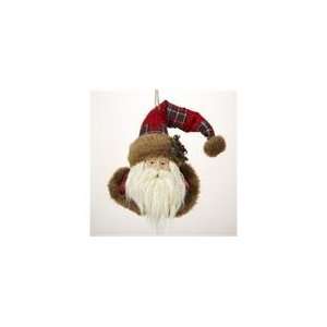   Santa Claus Head Christmas Ornaments with Plaid Fuzzy