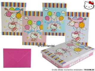12x Hello Kitty Karten Geburtstagskarte Einladung  