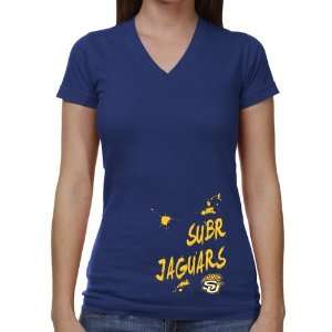 Southern University Jaguars Ladies Paint Strokes V Neck T Shirt 