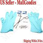   14G Piercing Kit Clamp Barbell Needle Gloves Alcohol Wipes 7pc Set