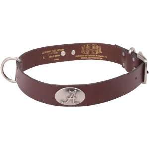 Alabama Crimson Tide Brown Leather Concho Dog Collar  Pet 
