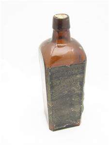 Dr J. Hostetters Celebrated Stomach Bitters Amber Bottle w/ Back 