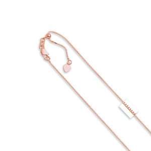 14k Solid Rose Gold 0.7mm Adjustable Box Chain 22 