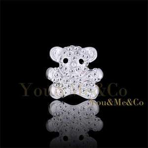 18k White Gold EP Brilliant Cut Crystal Little Bear Brooch Pin  