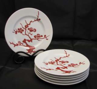  & Floyd PRUNIER de CHINE RED Set of 6 Bread & Butter Plates  
