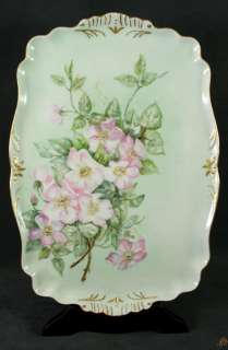 Wild Rose Limoges Hand Painted Porcelain Tray J. Pouyat  