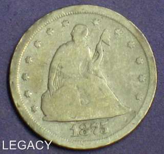 1875 S 20¢ CENT PIECE SCARCE COIN SAN FRAN RARE (IS  