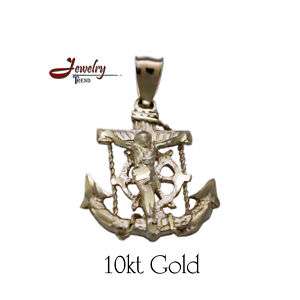 10kt SOLID YELLOW GOLD ANCHOR JESUS FISHERMANS PENDANT  