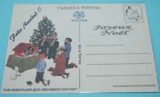 Merry Christmas postcard TINTIN COMIC HERGE COLLECTIBLE ARGENTINA 