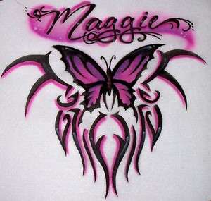Airbrushed Butterfly Tribal Ladies custom shirt Airbrush any color 
