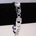 Mens .925 Stamped Italy Sterling Silver Curb Linked Bracelet   8 1/4 
