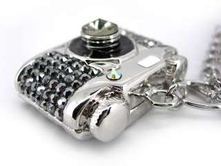 Very Cute Big Camera USE SWAROVSKI Crystal Necklace  