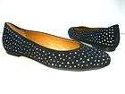 FRENCH SOLE CONQUEST Black Suede & Sparkly Stones Womens Ballet Flats 